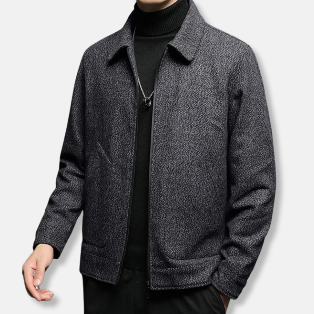 Homme Veste - Tissu Tissé - Coupe Droite - Col Classique - Fermeture Zippée