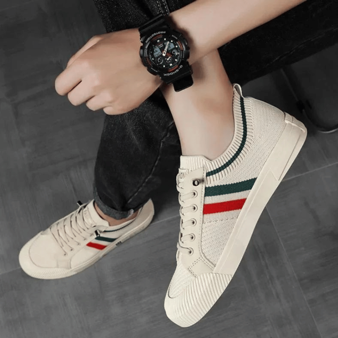 Sneakers Homme - Tricot Respirant - Semelle Caoutchouc Antidérapante - Lacets Ajustables