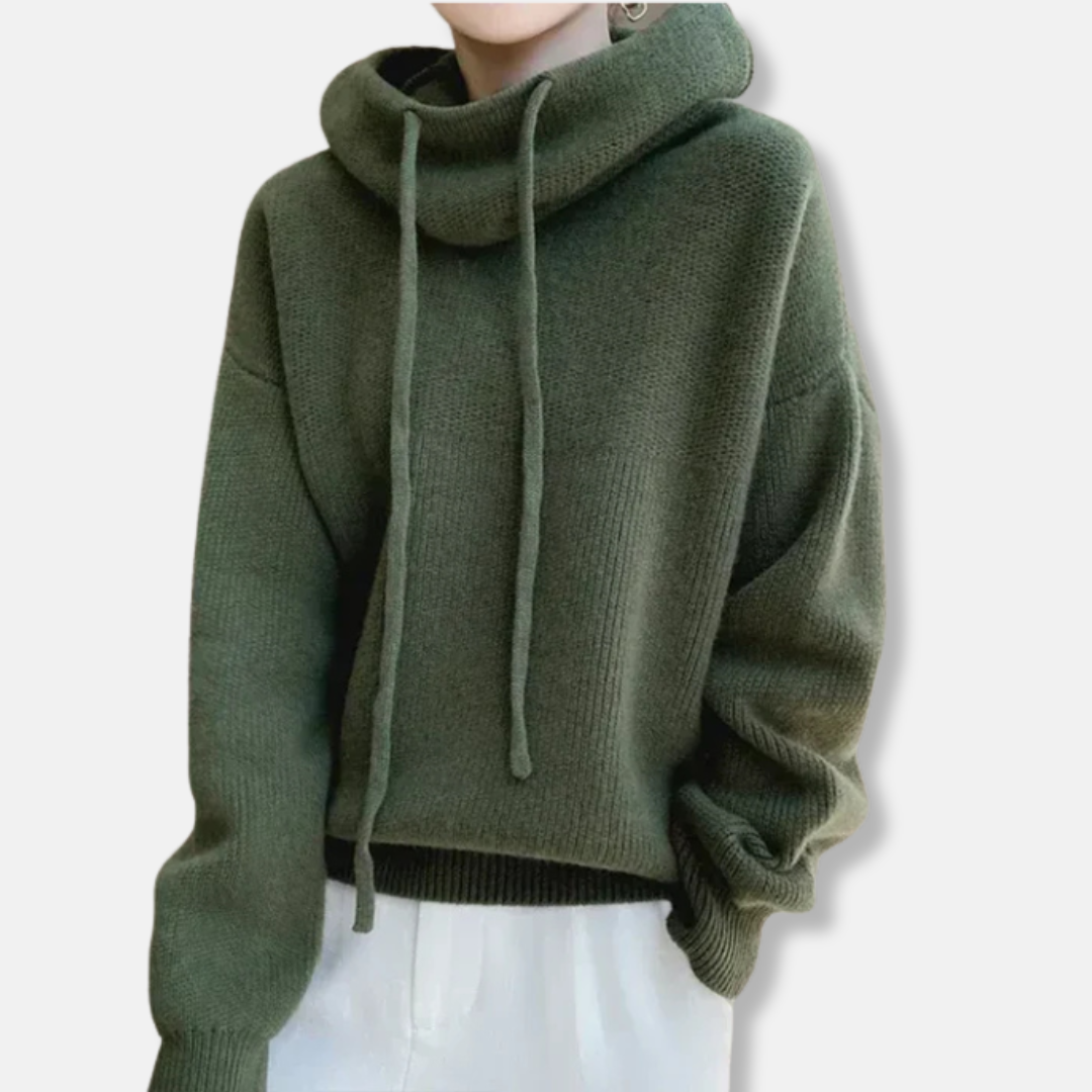 Femme Sweatshirt Tricoté - Maille Douce - Col Bénitier - Manche Longue