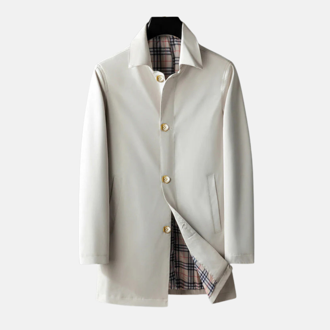 Manteau homme – Coupe ajustée – Laine mélangée – Boutonnage classique – Doublure à carreaux