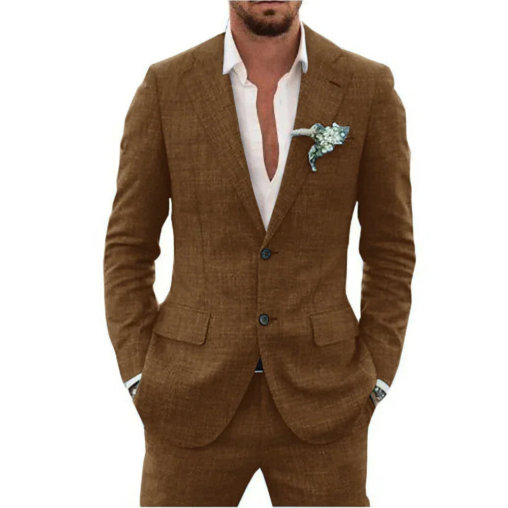 Blazer homme – Coupe slim – Tissu respirant – Deux boutons – Col à revers classique