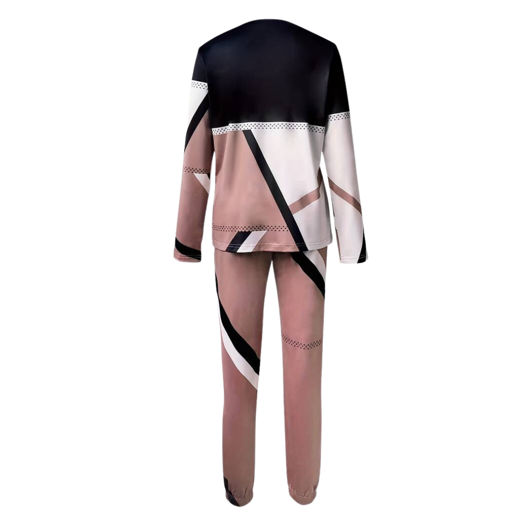 Ensemble 2 pièces : pull-over à manches longues col rond et pantalon taille nouée