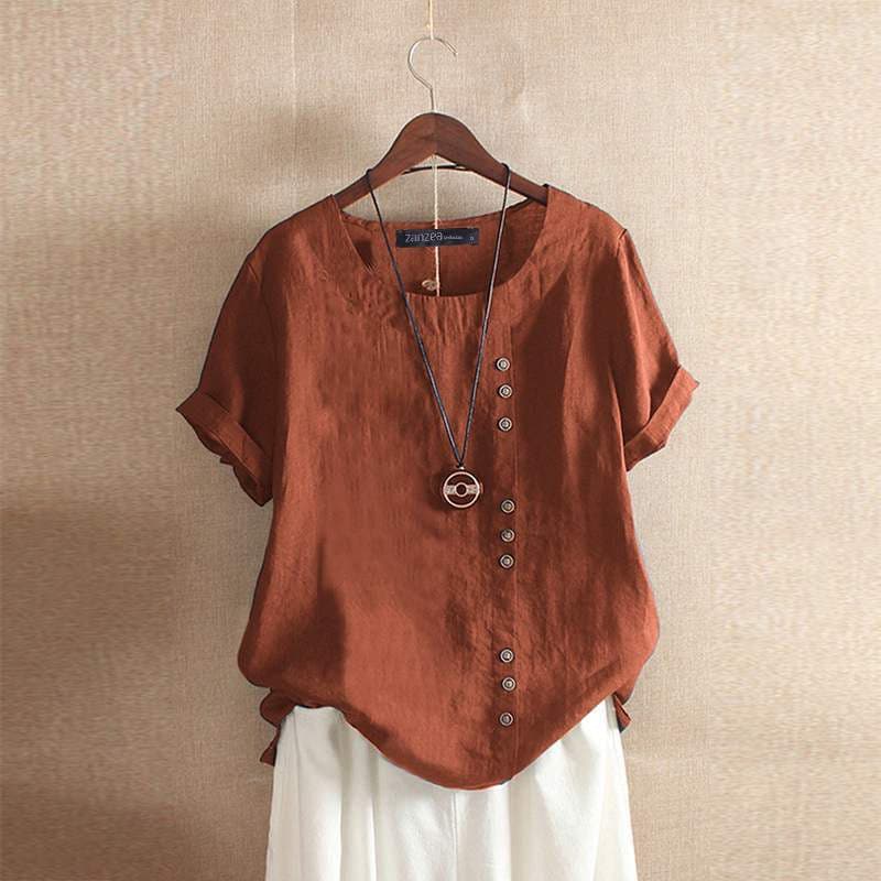 Klara - Blouse en coton de haute qualité avec une belle fermeture boutonnée