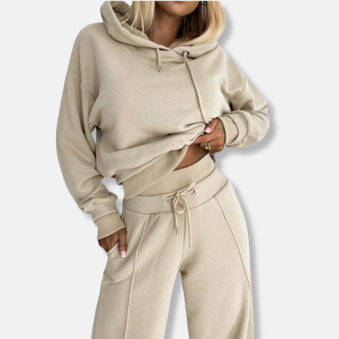 Femme Ensemble Deux Pièces - Maille Lisse - Taille Haute - Coupe Décontractée