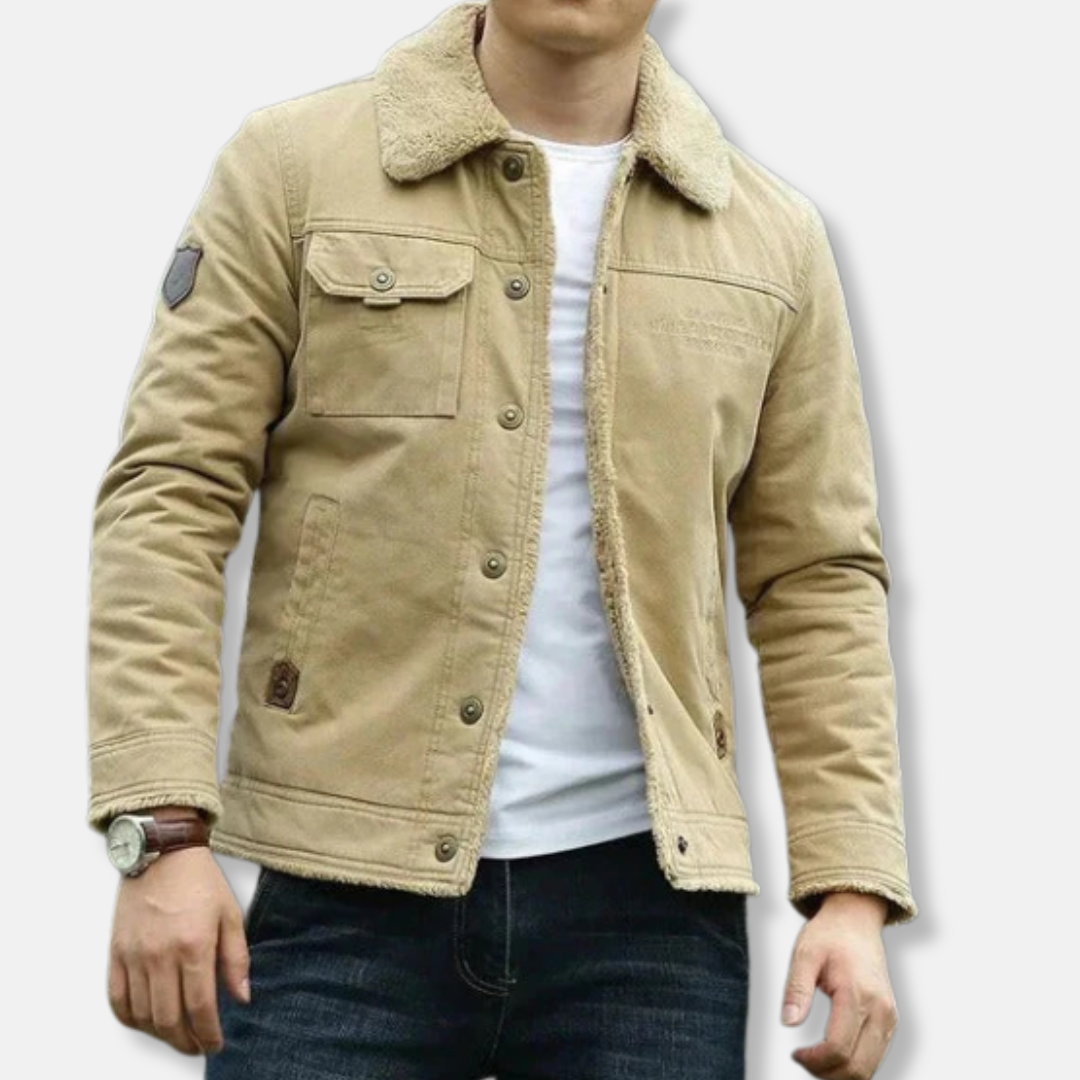 Veste homme – Coupe régulière – Doublure sherpa – Fermeture boutonnée – Style décontracté