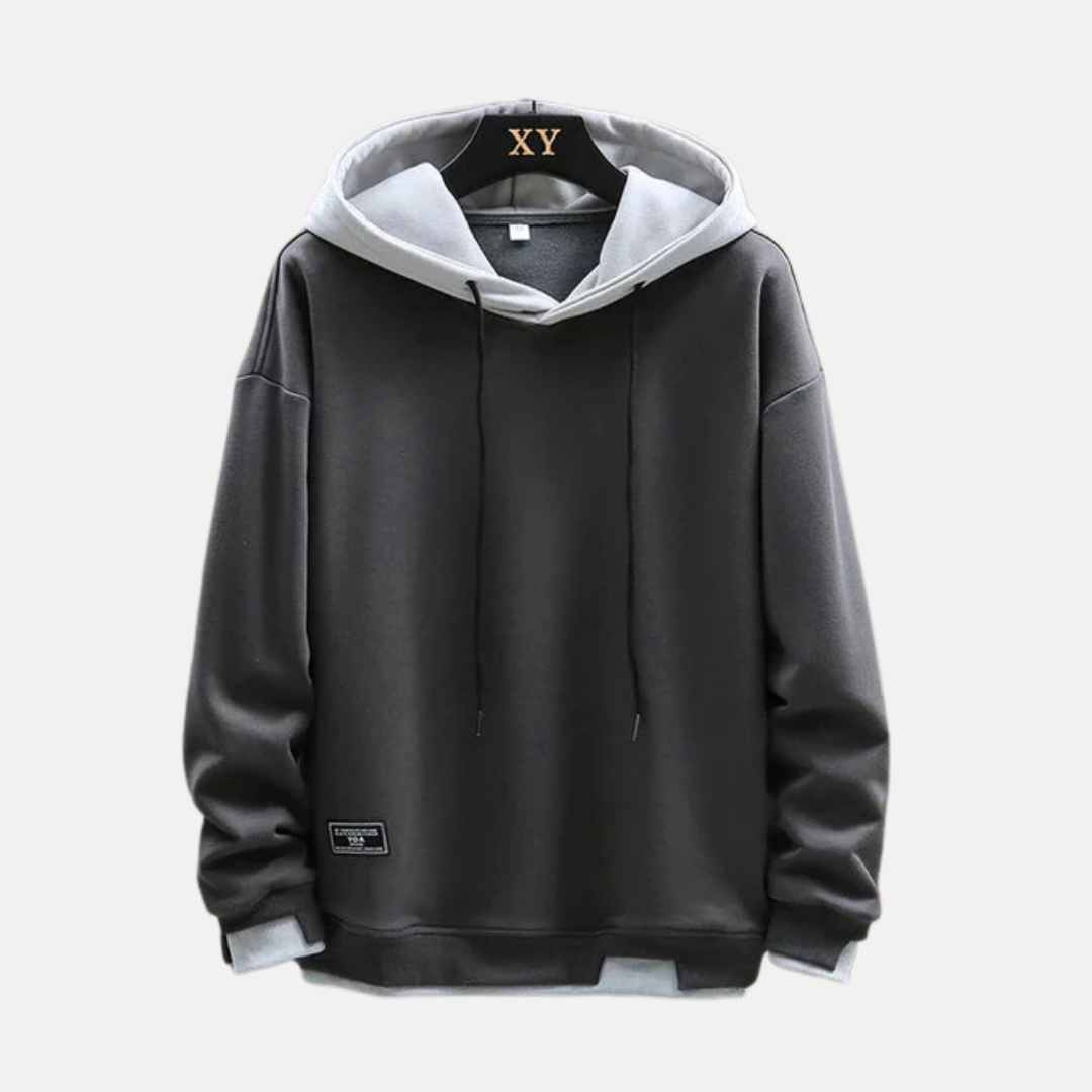 Sweat à capuche homme – Coupe décontractée – Coton mélangé – Capuche à cordon – Bords côtelés