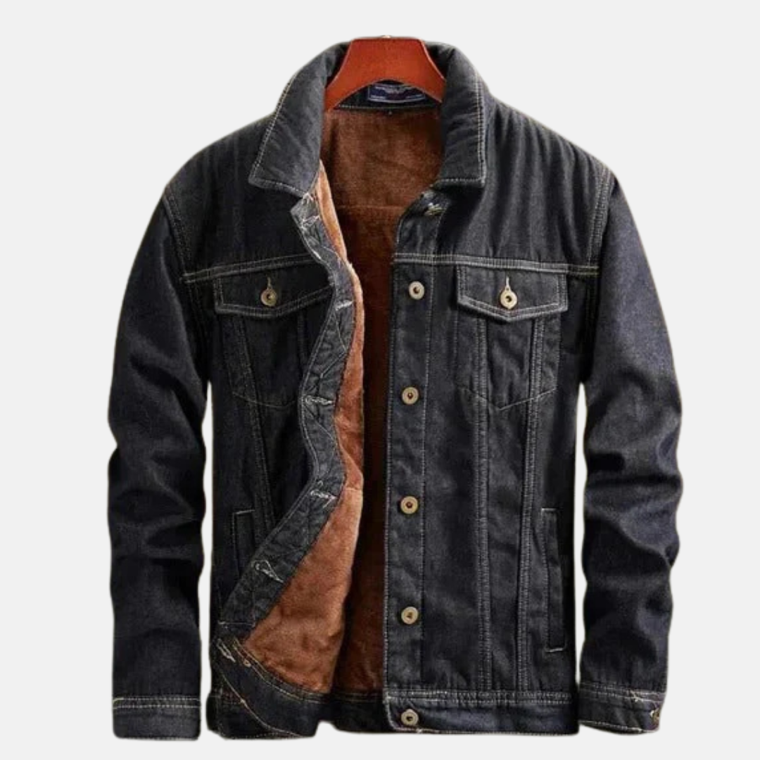 Veste en jean homme – Coupe décontractée – Doublure sherpa – Fermeture à boutons