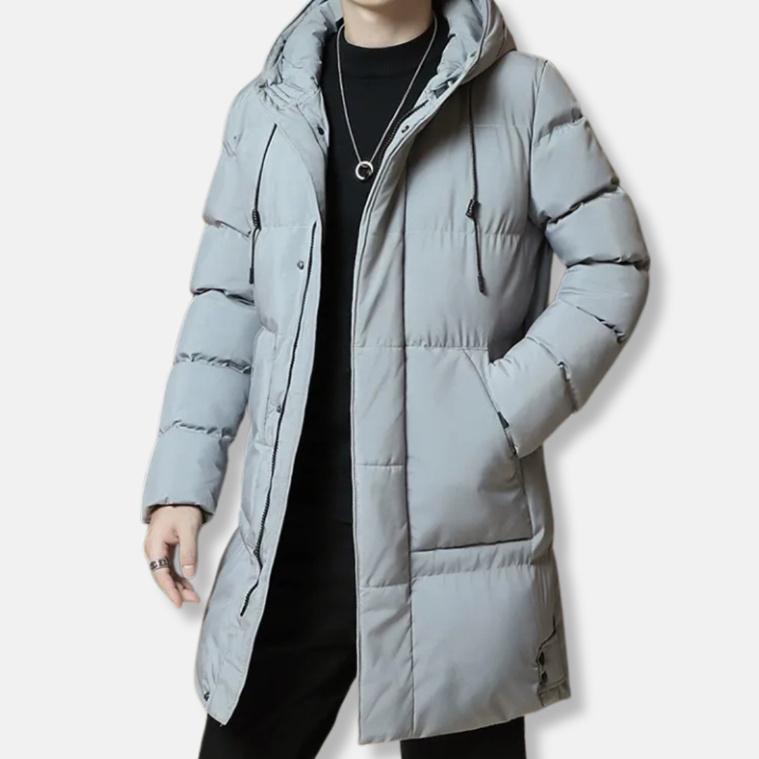 Manteau mi-long homme – Coton matelassé – Coupe décontractée – Capuche ajustable