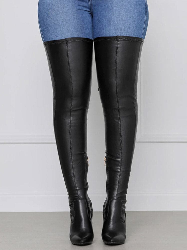 Bottines Hautes Femme - Cuir Véritable - Talon Épais - Bout Rond - Confort et Élégance