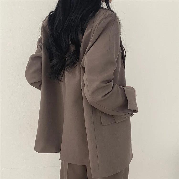 Blazer tailleur élégant et pantalon droit pour femmes - Style raffiné et confortable