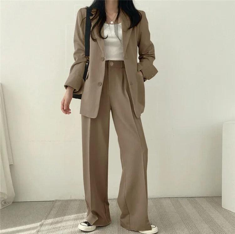 Blazer tailleur élégant et pantalon droit pour femmes - Style raffiné et confortable