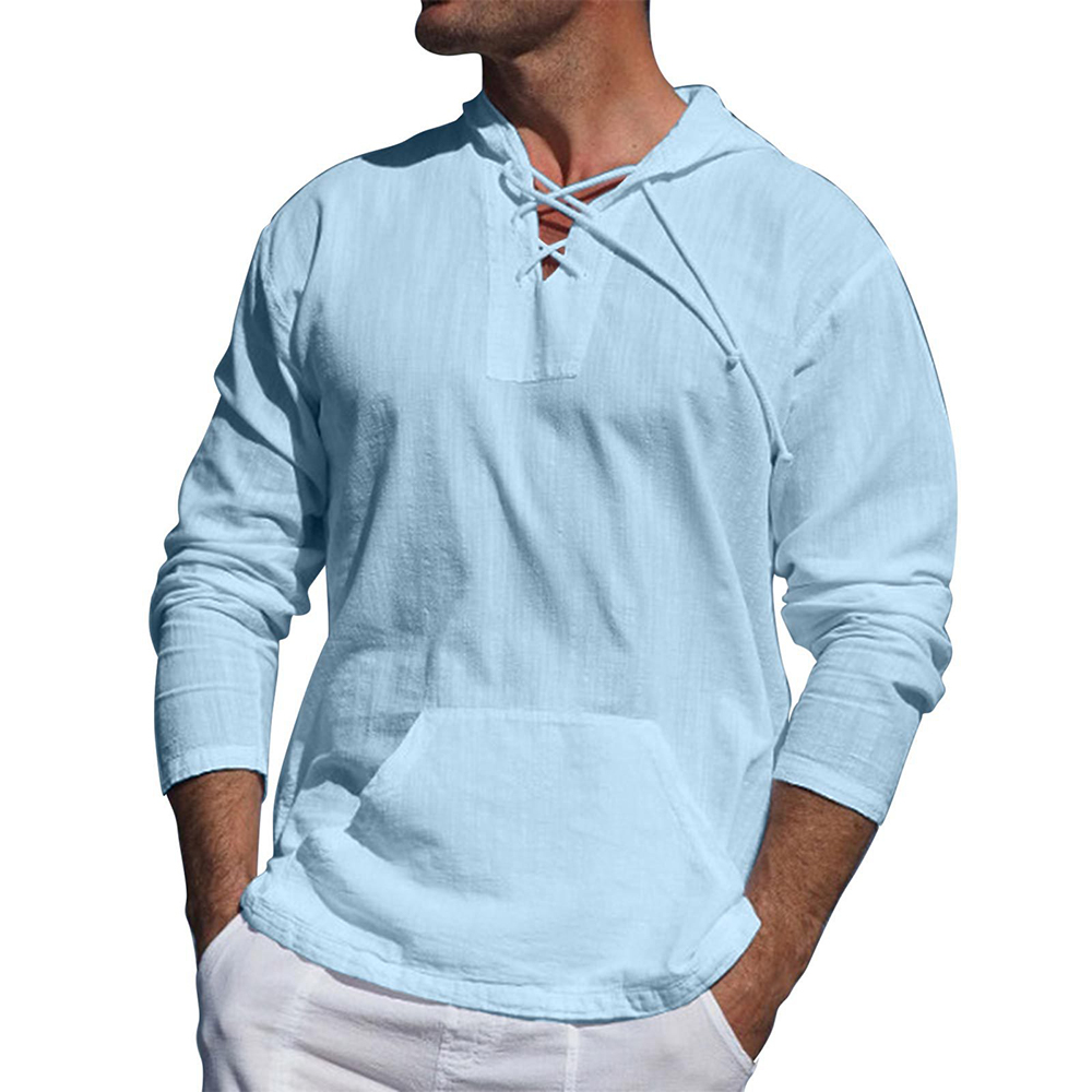 Sweat à capuche homme – Coupe décontractée – Coton doux – Col lacé – Poche kangourou