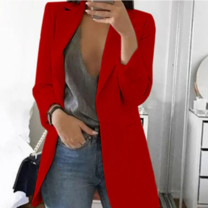 Veste femme – Coupe cintrée – Revers cranté – Fermeture à un bouton – Tissu structuré