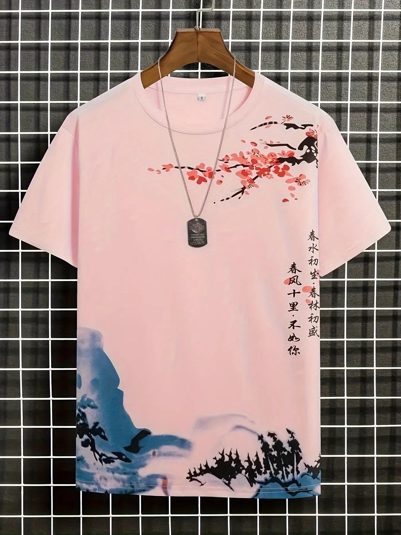T-shirt Homme - Col Rond - Coupe Standard - Motif Artistique Style Asiatique - Manches Courtes
