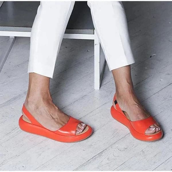 Sandales Slingback Femme - Confort Semelle Plate - Bout Ouvert - Élégantes et Décontractées