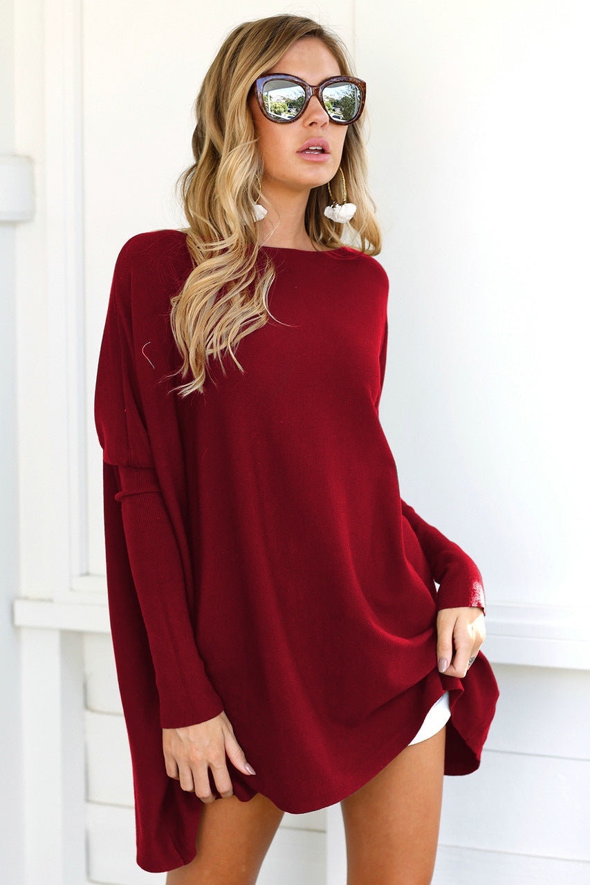 Pull femme – Coupe oversize – Manches longues, style décontracté