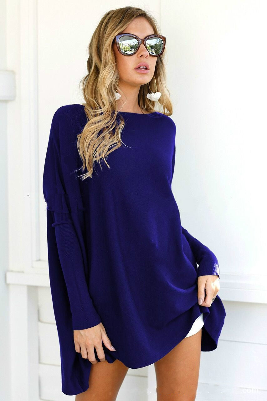 Pull femme – Coupe oversize – Manches longues, style décontracté