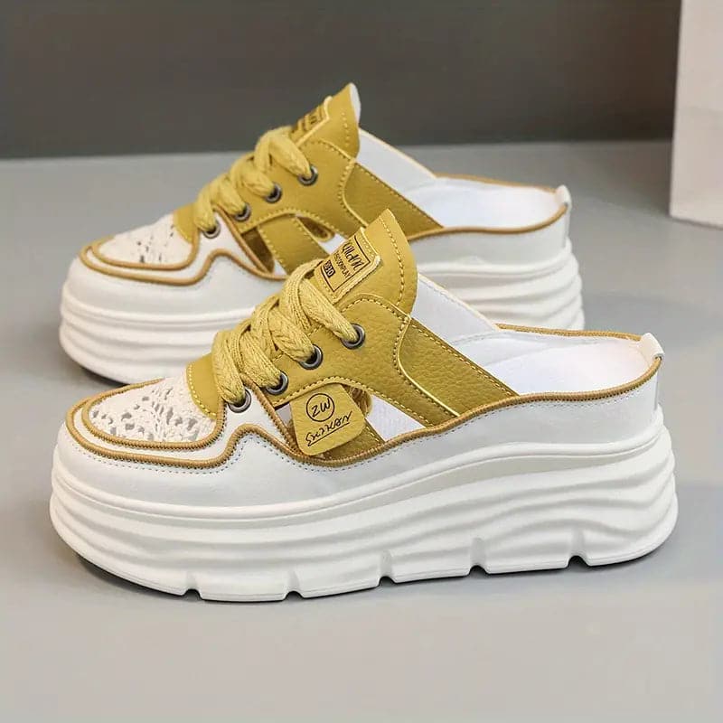 Baskets Mules Femme - Semelle Plateforme - Slip-On Confortable - Style Sport Chic
