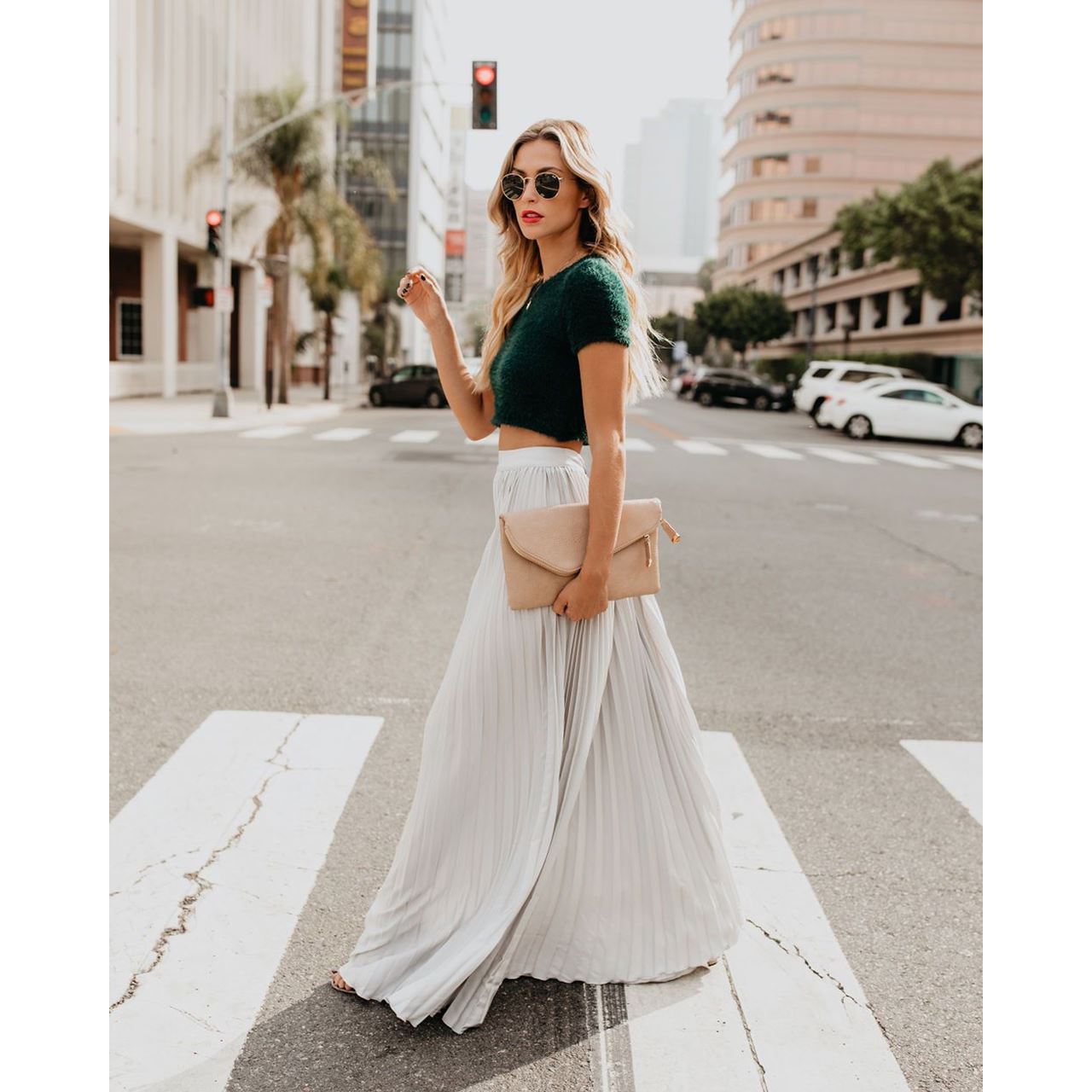 Jupe Longue Femme - Taille Haute - Plissée Fluide Élégante