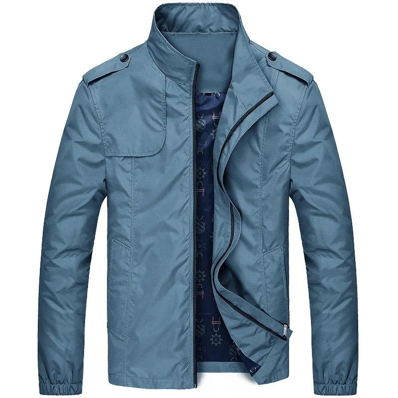 Veste cargo homme – Coupe regular – Tissu léger résistant – Col montant – Poches à rabat