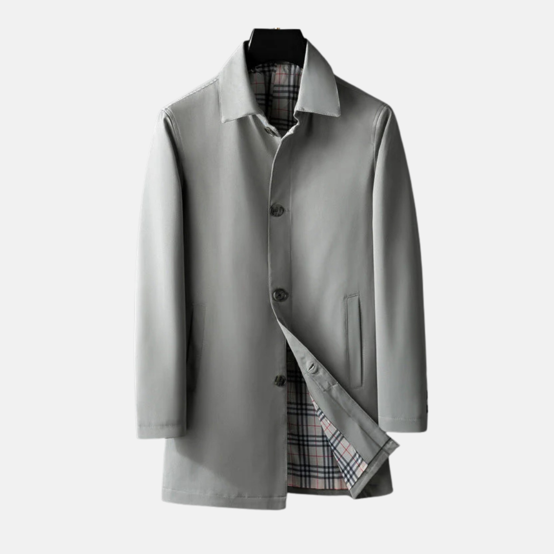 Manteau homme – Coupe ajustée – Laine mélangée – Boutonnage classique – Doublure à carreaux