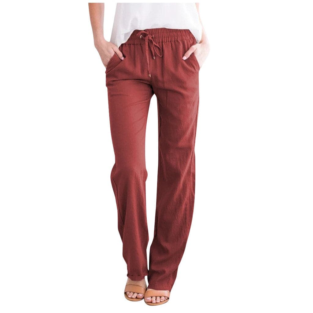 Pantalon Femme - Taille Élastique - Coupe Ample - Tissu Doux et Confortable