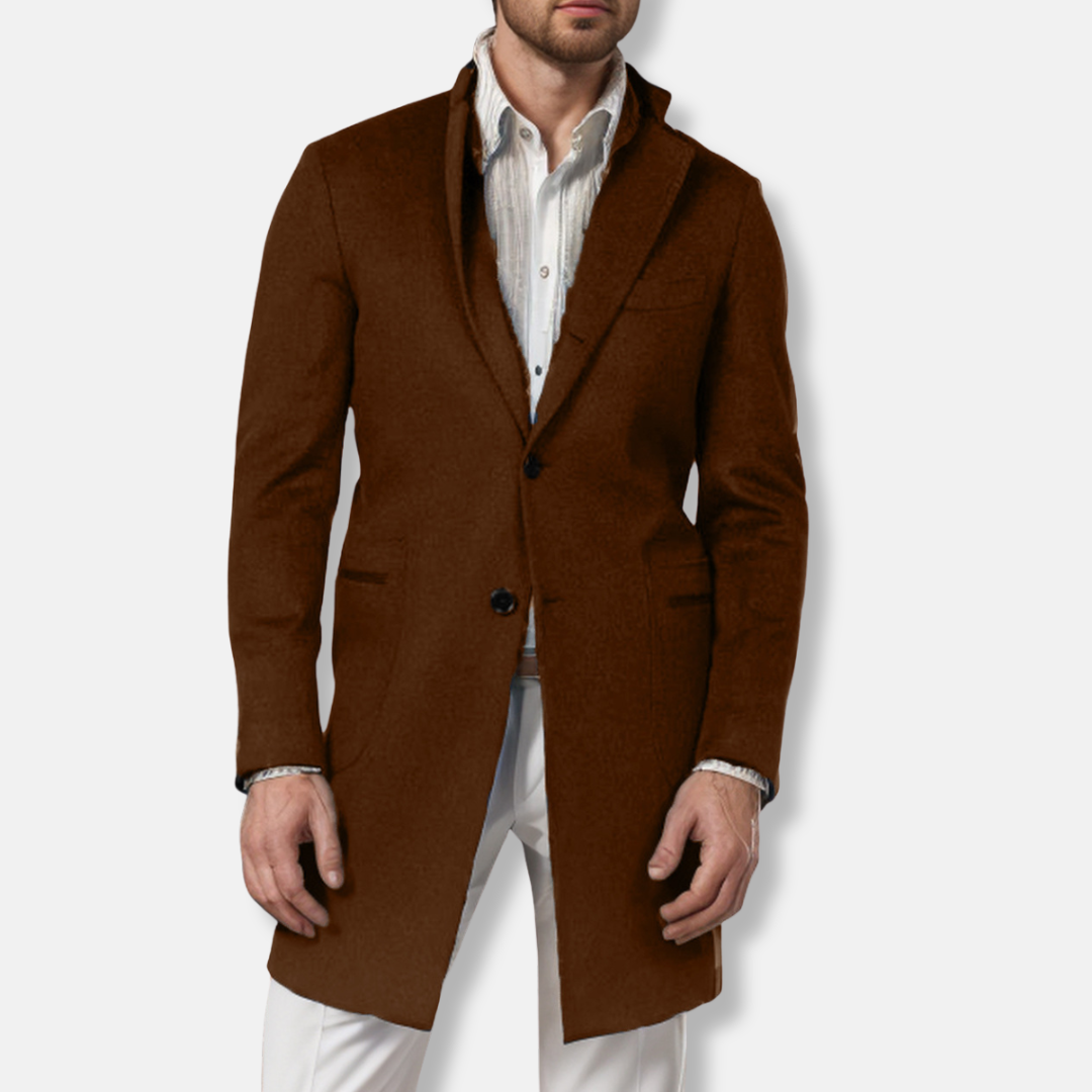 Manteau homme – Laine – Coupe ajustée – Mi-long – Style formel boutonnage simple