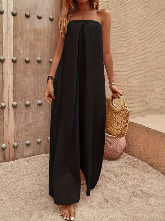 Robe Longue Femme – Sans Bretelles – Fluide et Légère – Tenue Décontractée Élégante