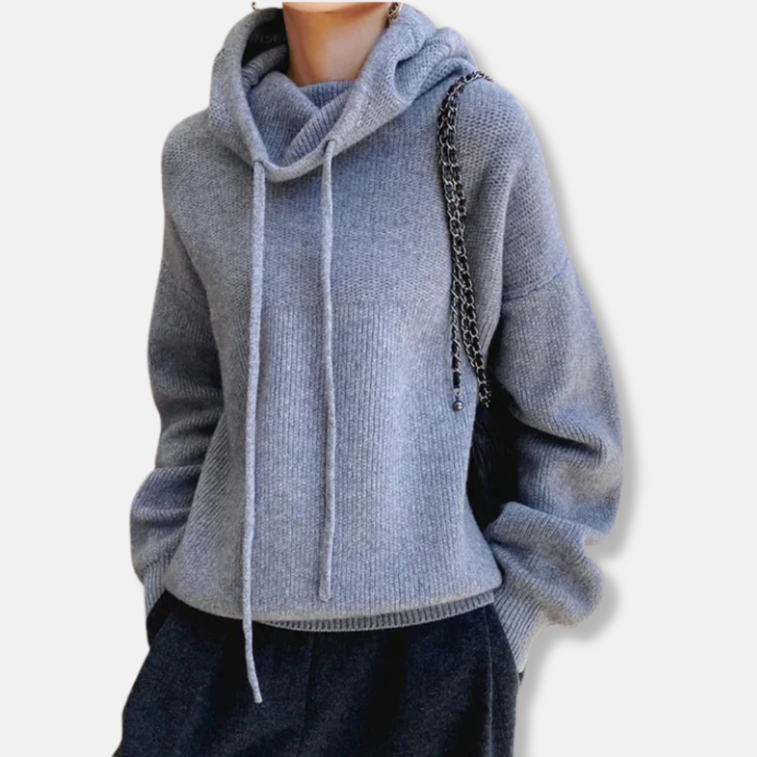 Femme Sweatshirt Tricoté - Maille Douce - Col Bénitier - Manche Longue