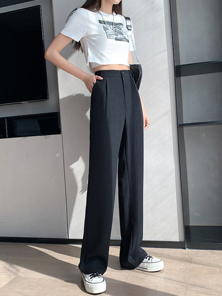 Pantalon Taille Haute Femme - Coupe Moderne Évasée - Élégant et Confortable
