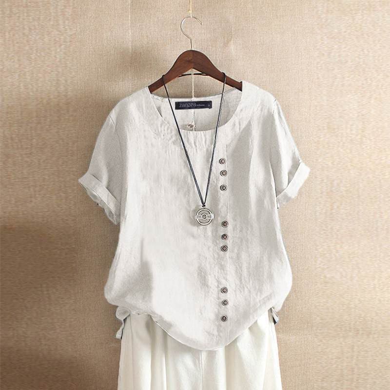 Klara - Blouse en coton de haute qualité avec une belle fermeture boutonnée
