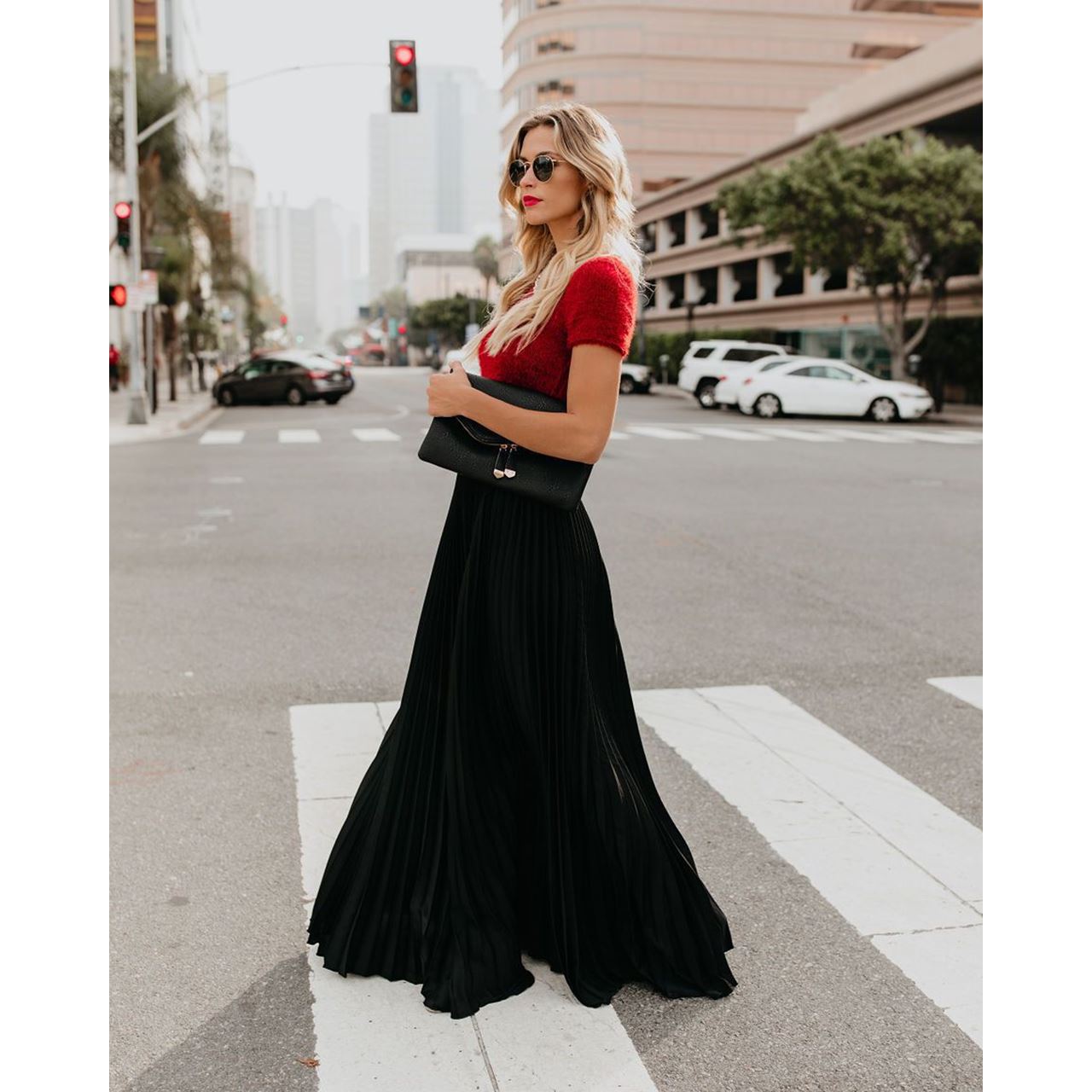 Jupe Longue Femme - Taille Haute - Plissée Fluide Élégante