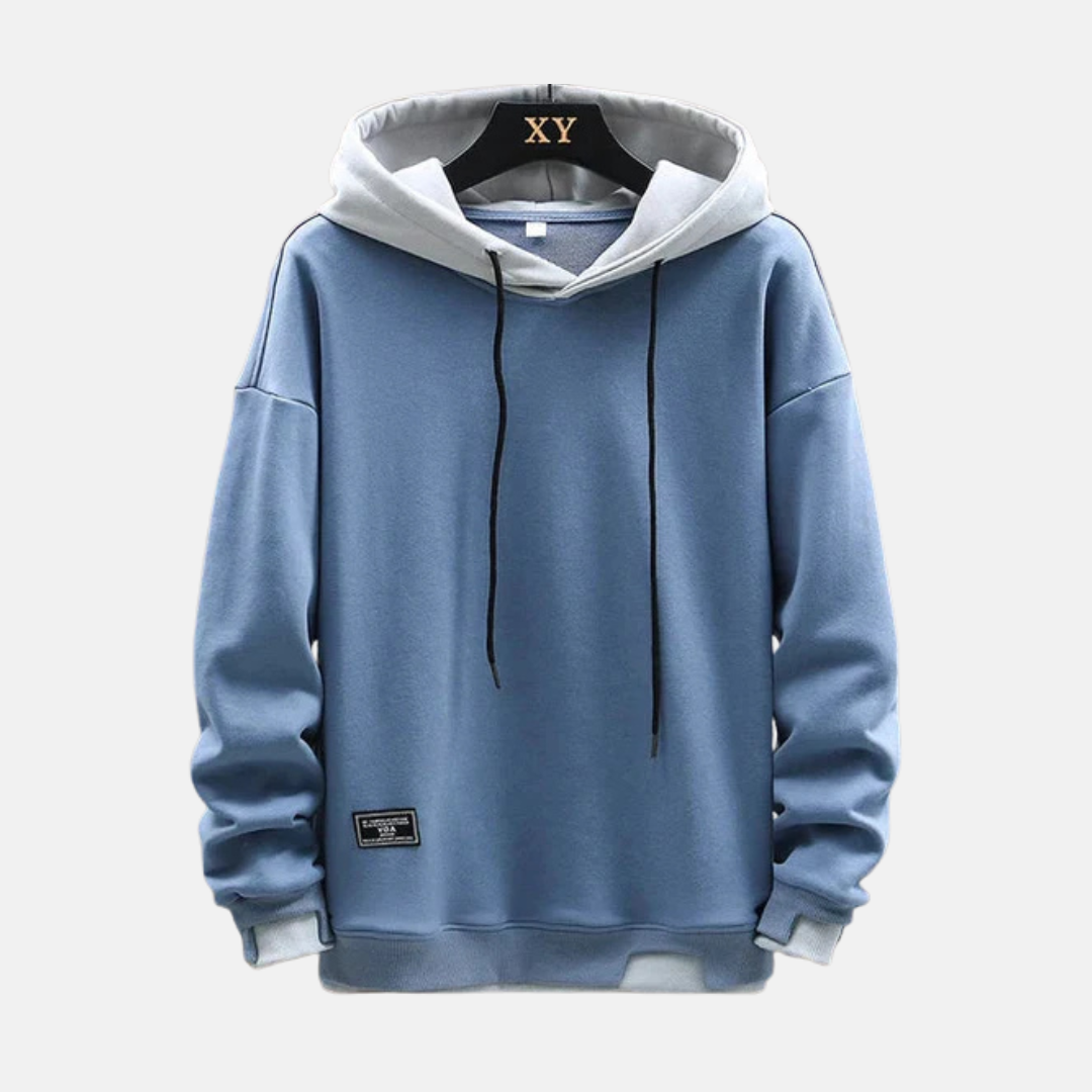 Sweat à capuche homme – Coupe décontractée – Coton mélangé – Capuche à cordon – Bords côtelés