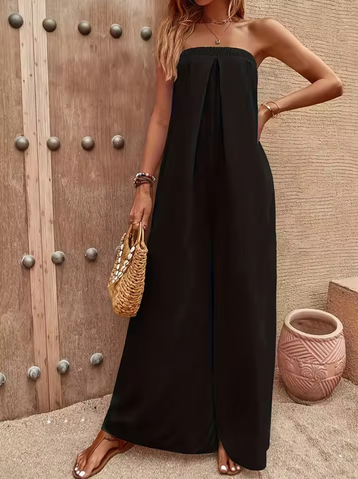 Robe Longue Femme – Sans Bretelles – Fluide et Légère – Tenue Décontractée Élégante