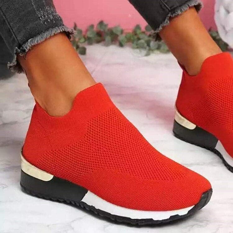 Chaussures Baskets Femme - Tissu Tricoté Respirant - Semelle Confort Légère - Slip-On