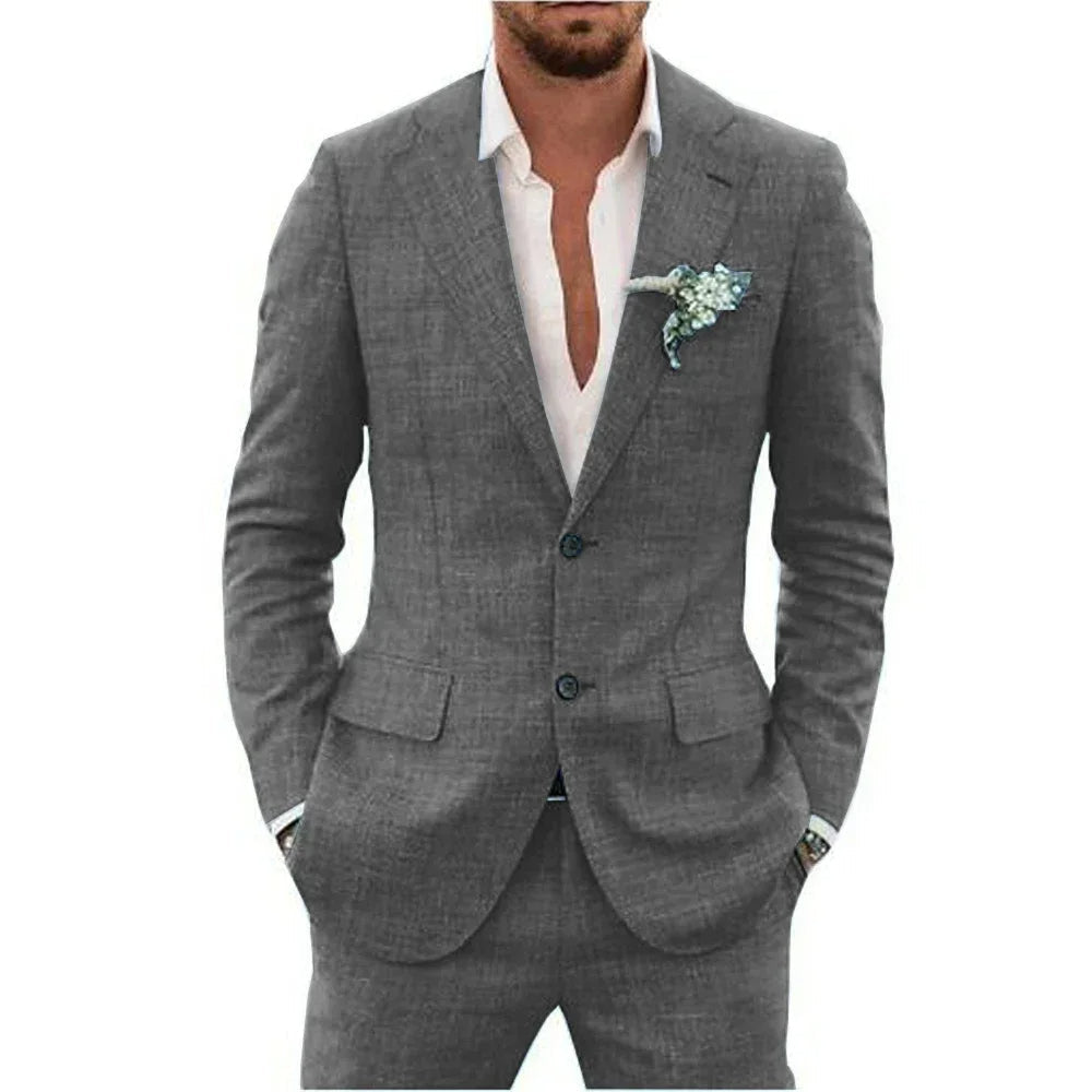 Blazer homme – Coupe slim – Tissu respirant – Deux boutons – Col à revers classique