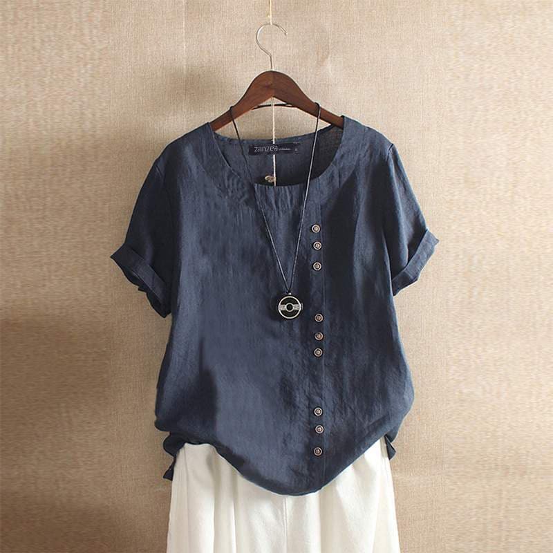 Klara - Blouse en coton de haute qualité avec une belle fermeture boutonnée