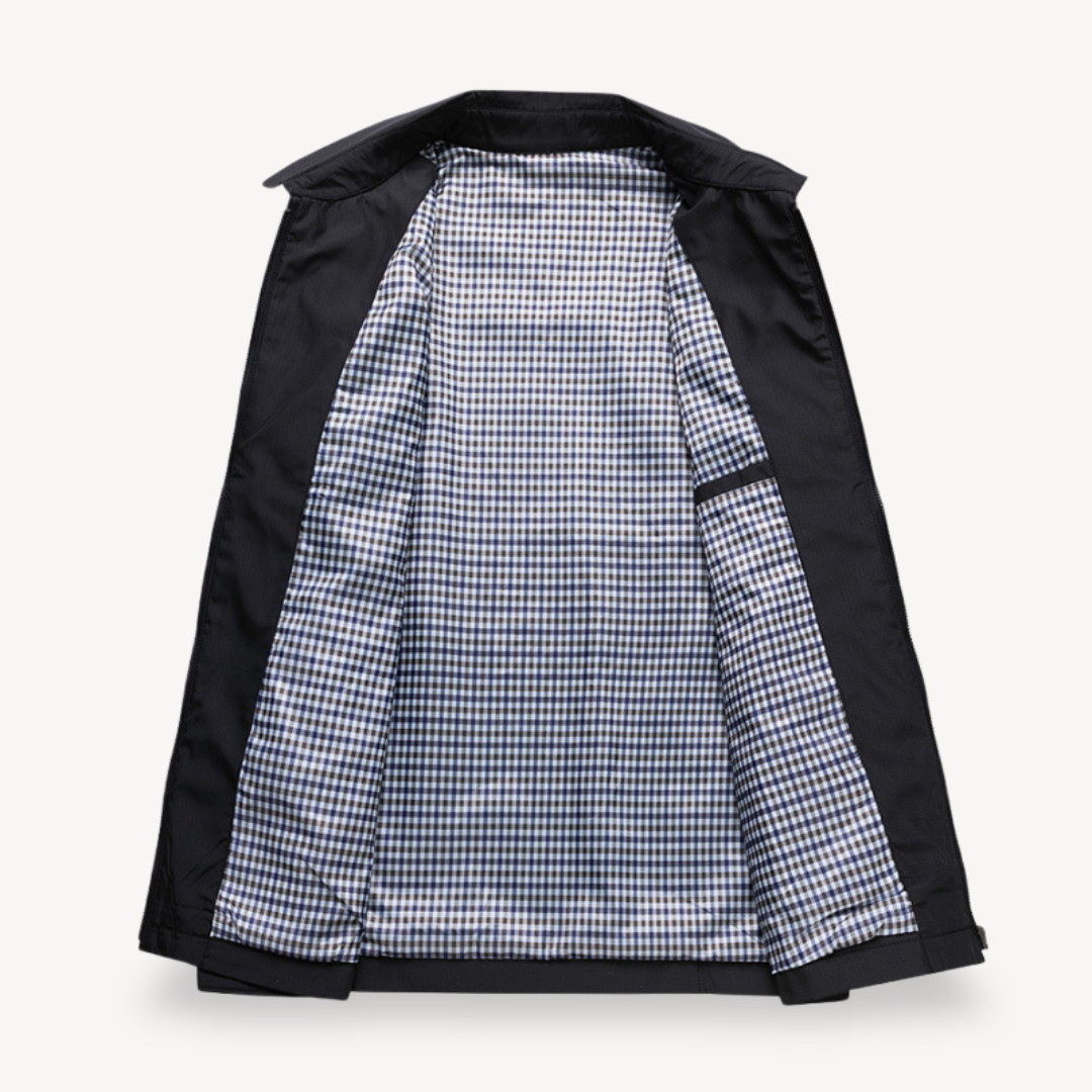 Veste homme – Coupe slim – Tissu respirant – Fermeture zippée – Col chemise