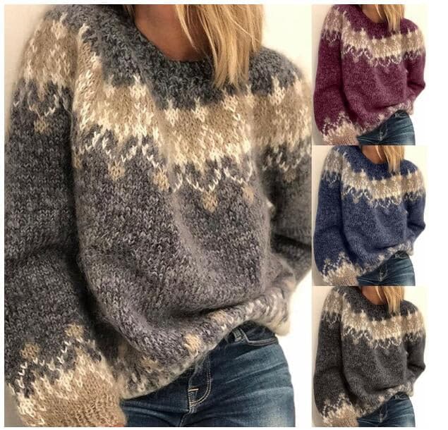 Maja - Pull en coton tricoté solide avec un beau motif