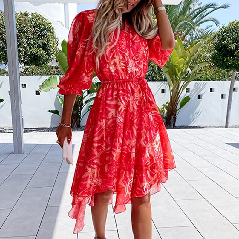 Sumara - Robe midi stylée à manches courtes