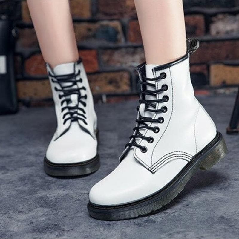 Bottines Femme - Style Combat - Lacets - Semelle Crantée Antidérapante - Confort Durable