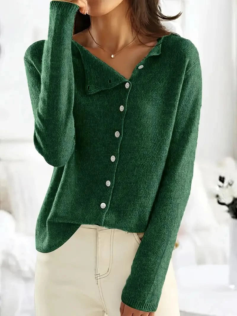 Eleganter bequemer Zopfmusterpullover mit Reißverschluss für Damen