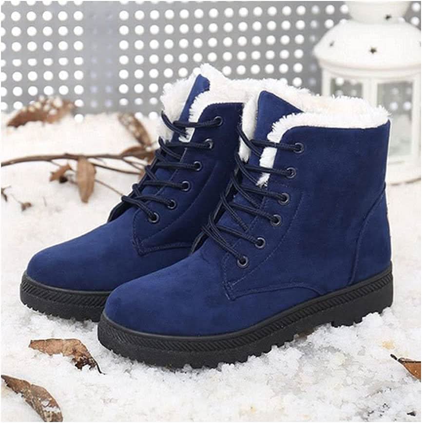 Bottes Femme - Suédées avec Doublure Chaude - Montantes à Lacets - Semelle Antidérapante