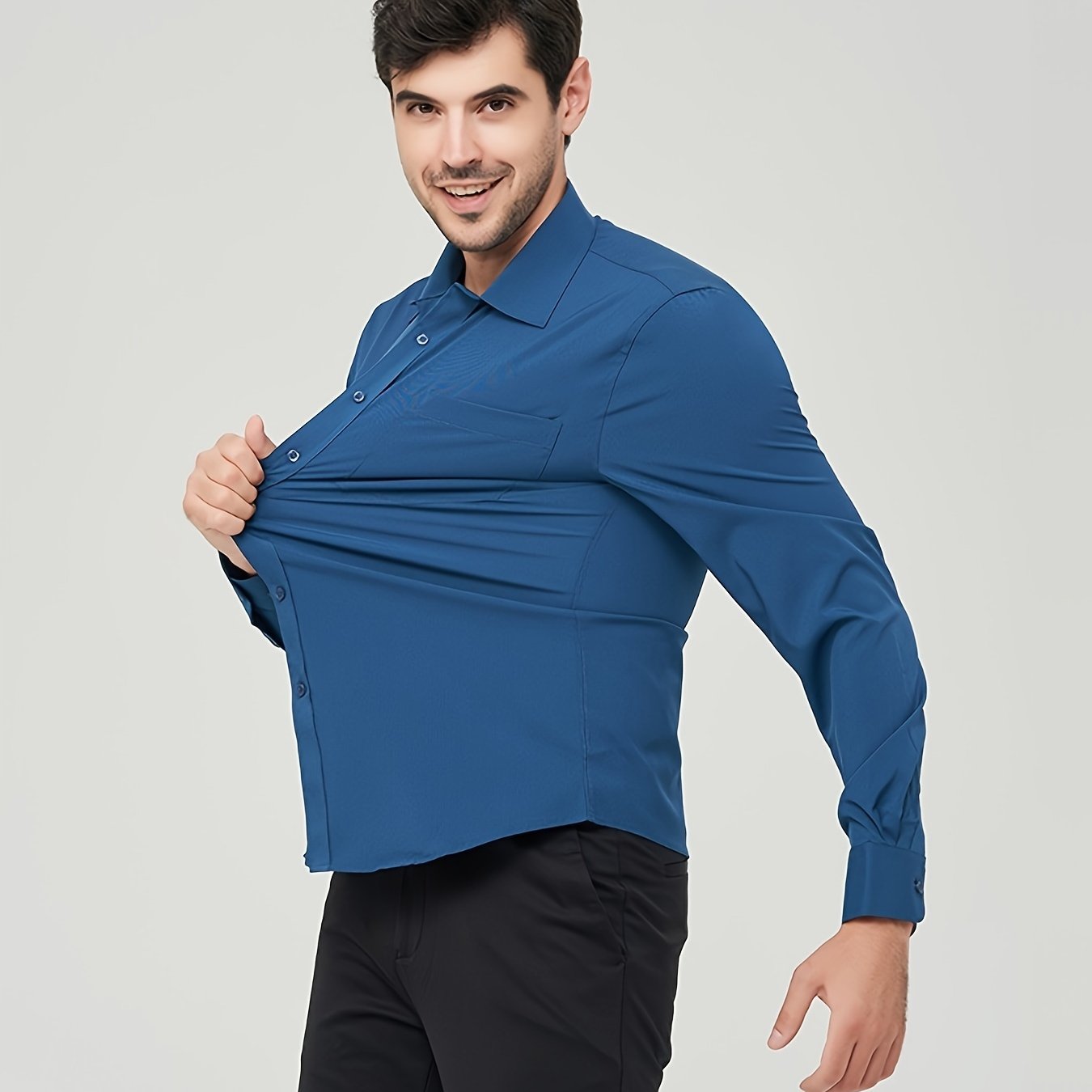 Chemise Homme - 100% Coton - Slim Fit - Manches Longues - Col Classique Élégant