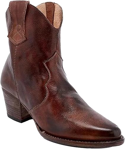 Bottines Femme – Cuir Véritable – Bout Pointu – Détail Découpé avec Lien – Talon Plat