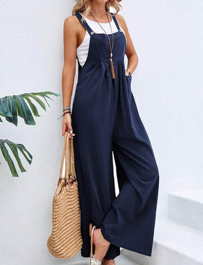 Salopette Femme - Coupe Ample - Jambes Larges - Bretelles Réglables - Style Décontracté