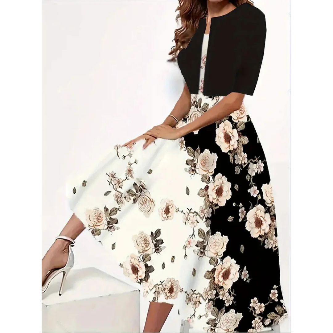 Robe longue femme – Coupe évasée élégante – Imprimé floral – Tissu respirant