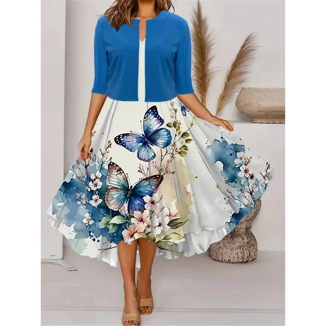 Robe longue femme – Coupe évasée élégante – Imprimé floral – Tissu respirant
