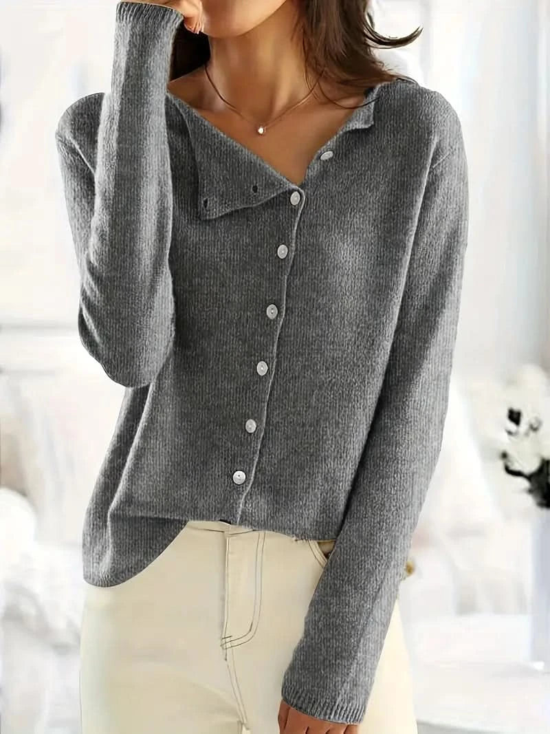 Eleganter bequemer Zopfmusterpullover mit Reißverschluss für Damen