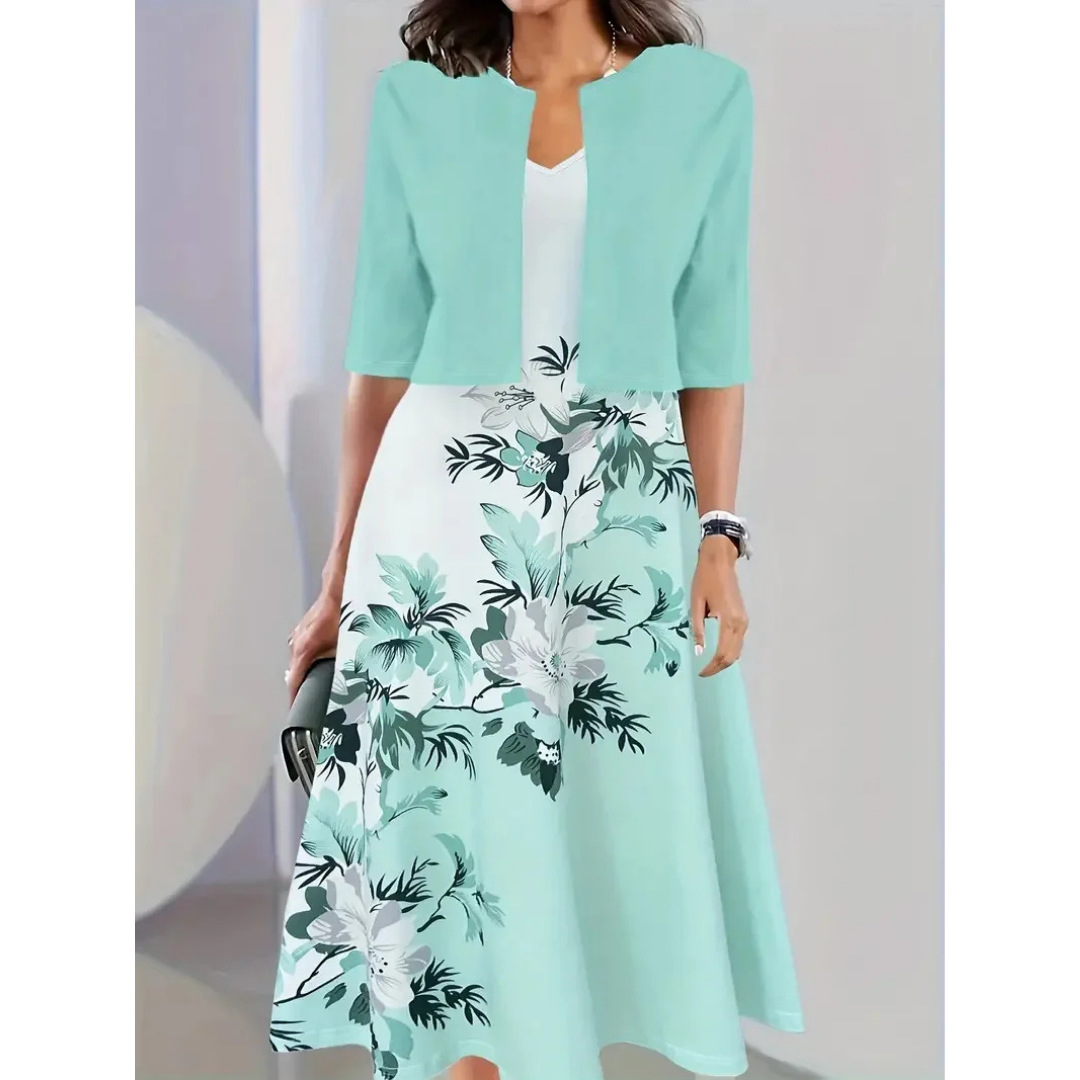 Robe longue femme – Coupe évasée élégante – Imprimé floral – Tissu respirant